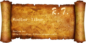 Rodler Tibor névjegykártya